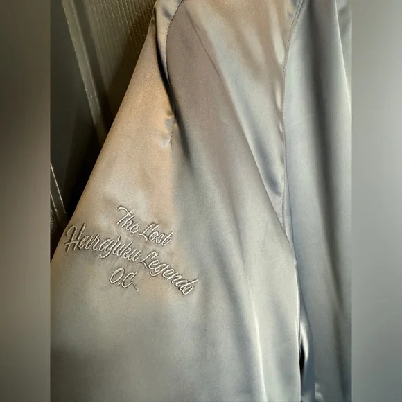 H&M satin look bomber jacket in size small steel blue color is beautiful - Picture 5 of 12